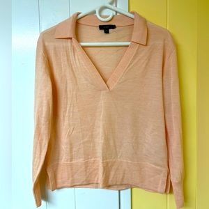 NEW Women’s Re-Imagined By J Crew Peach V-Neck Long Sleeve Sweater, Size XS